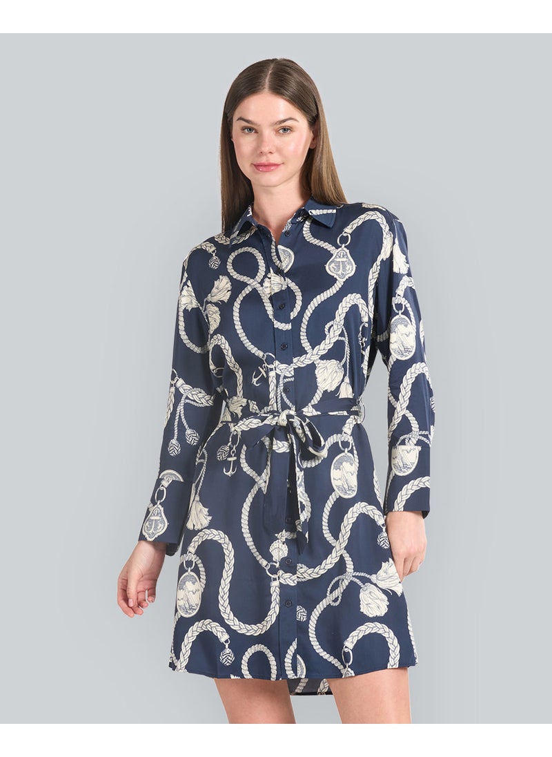 Sailing Print Shirt Dress