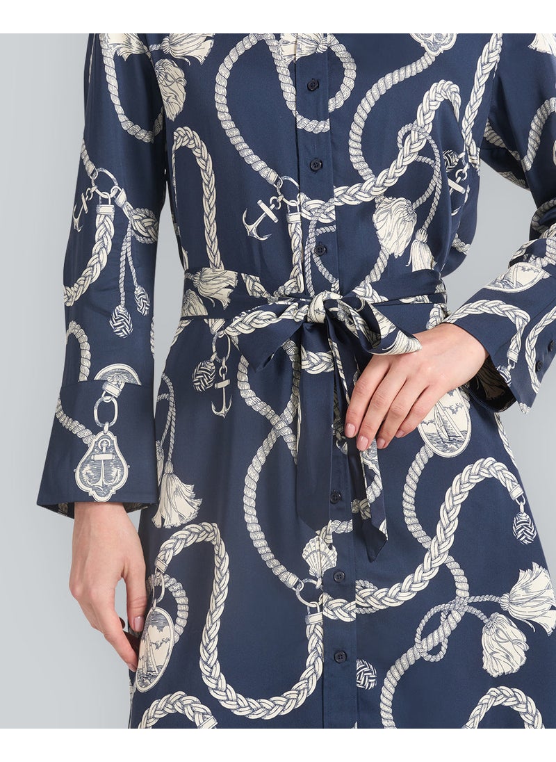 Sailing Print Shirt Dress