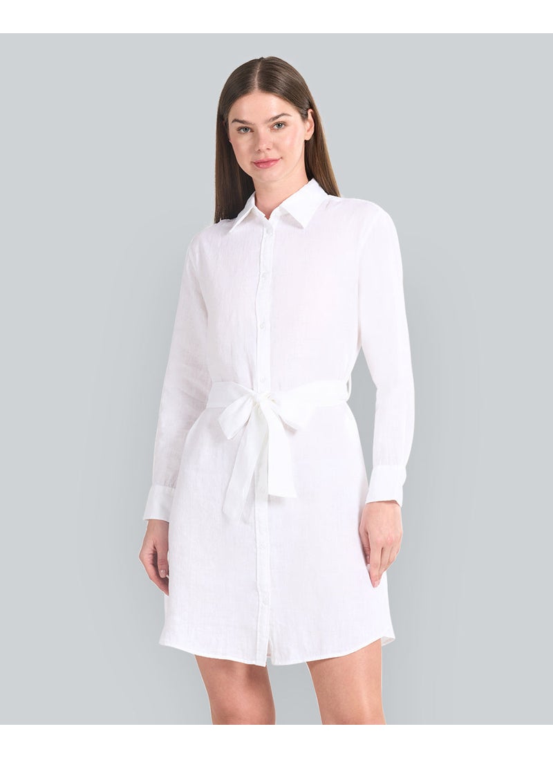 Belted Linen Shirt Dress