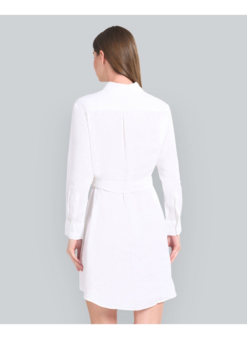 Belted Linen Shirt Dress
