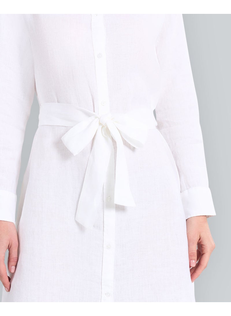 Belted Linen Shirt Dress