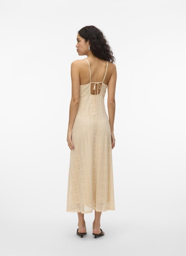 Crochet Lace Tie Back Detail Cami Dress