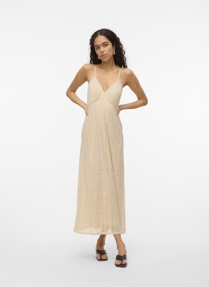 Crochet Lace Tie Back Detail Cami Dress