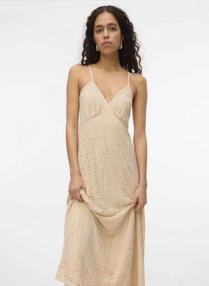 Crochet Lace Tie Back Detail Cami Dress