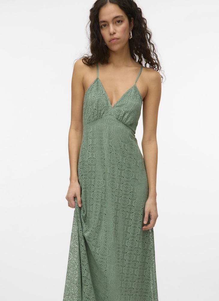 Crochet Lace Tie Back Detail Cami Dress