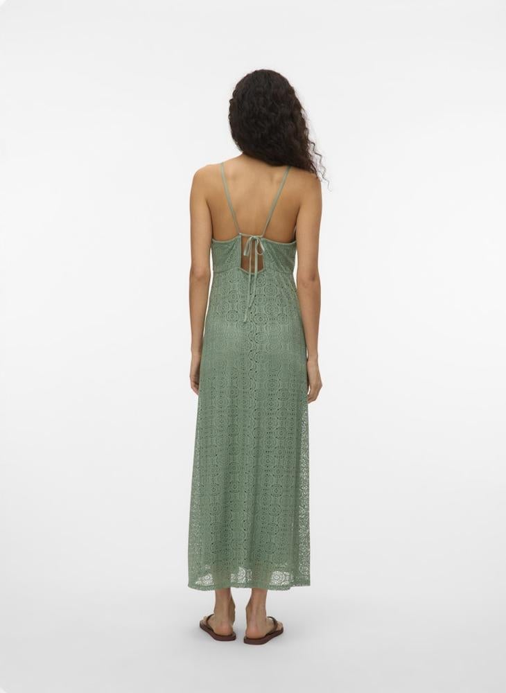 Crochet Lace Tie Back Detail Cami Dress