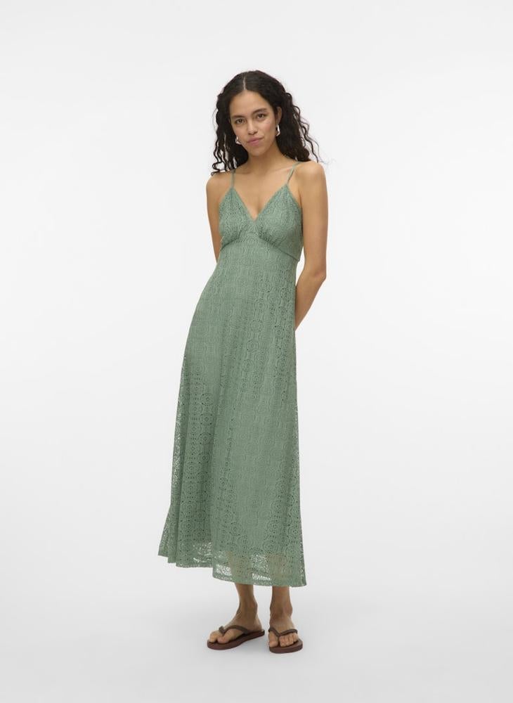 Crochet Lace Tie Back Detail Cami Dress