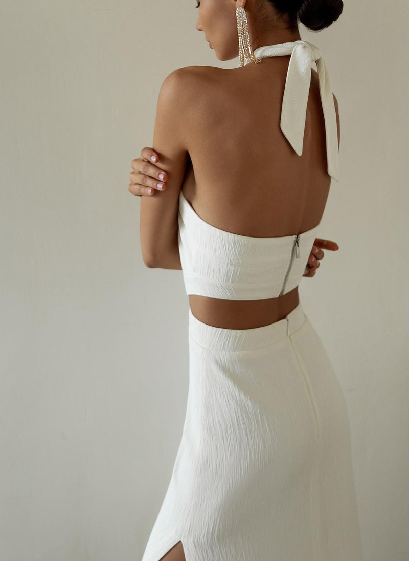 Halterneck cutout slim maxi dress