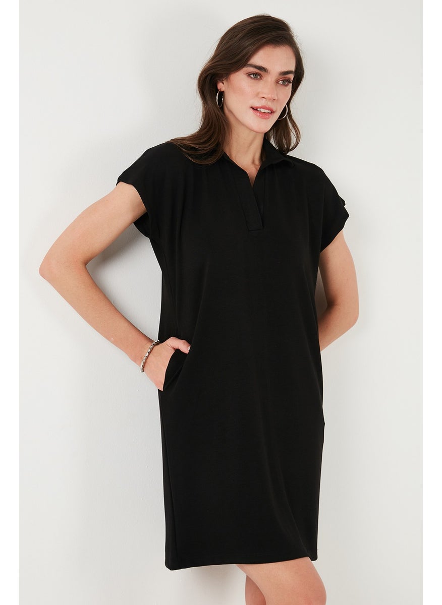 Regular Fit Polo Neck Mini Dress Women's Dress 5866153