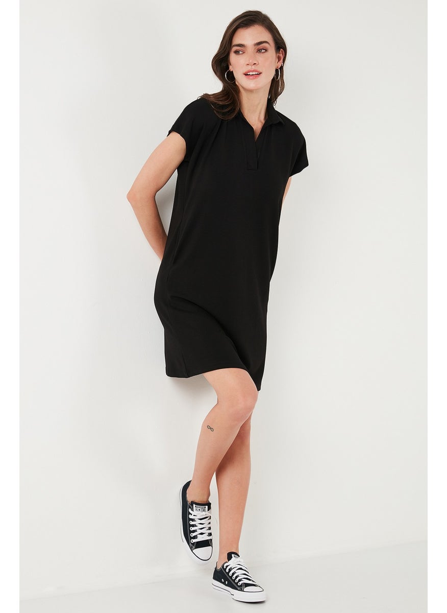 Regular Fit Polo Neck Mini Dress Women's Dress 5866153