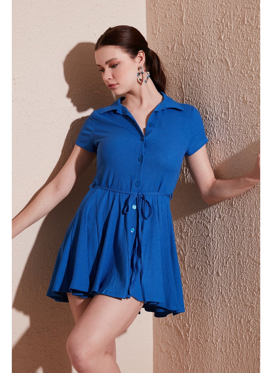 Tie Detail Mini Shirt Dress Women's Dress 5869006