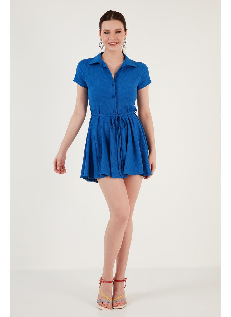 Tie Detail Mini Shirt Dress Women's Dress 5869006