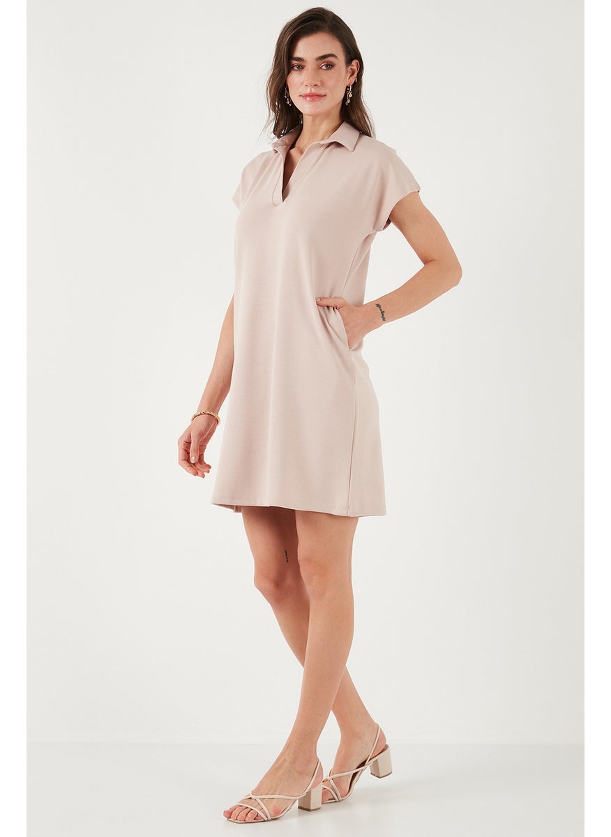 Regular Fit Polo Neck Mini Dress Women's Dress 5866153