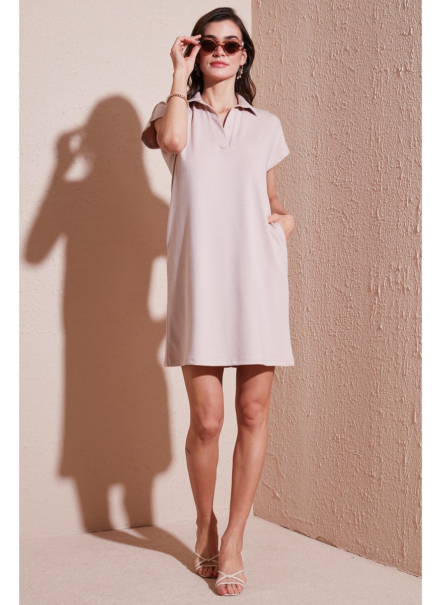 Regular Fit Polo Neck Mini Dress Women's Dress 5866153