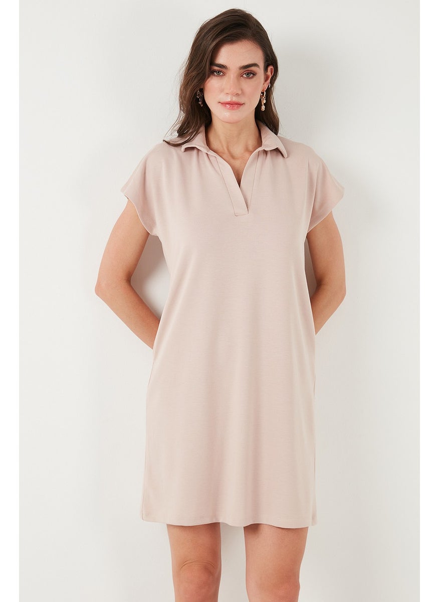 Regular Fit Polo Neck Mini Dress Women's Dress 5866153