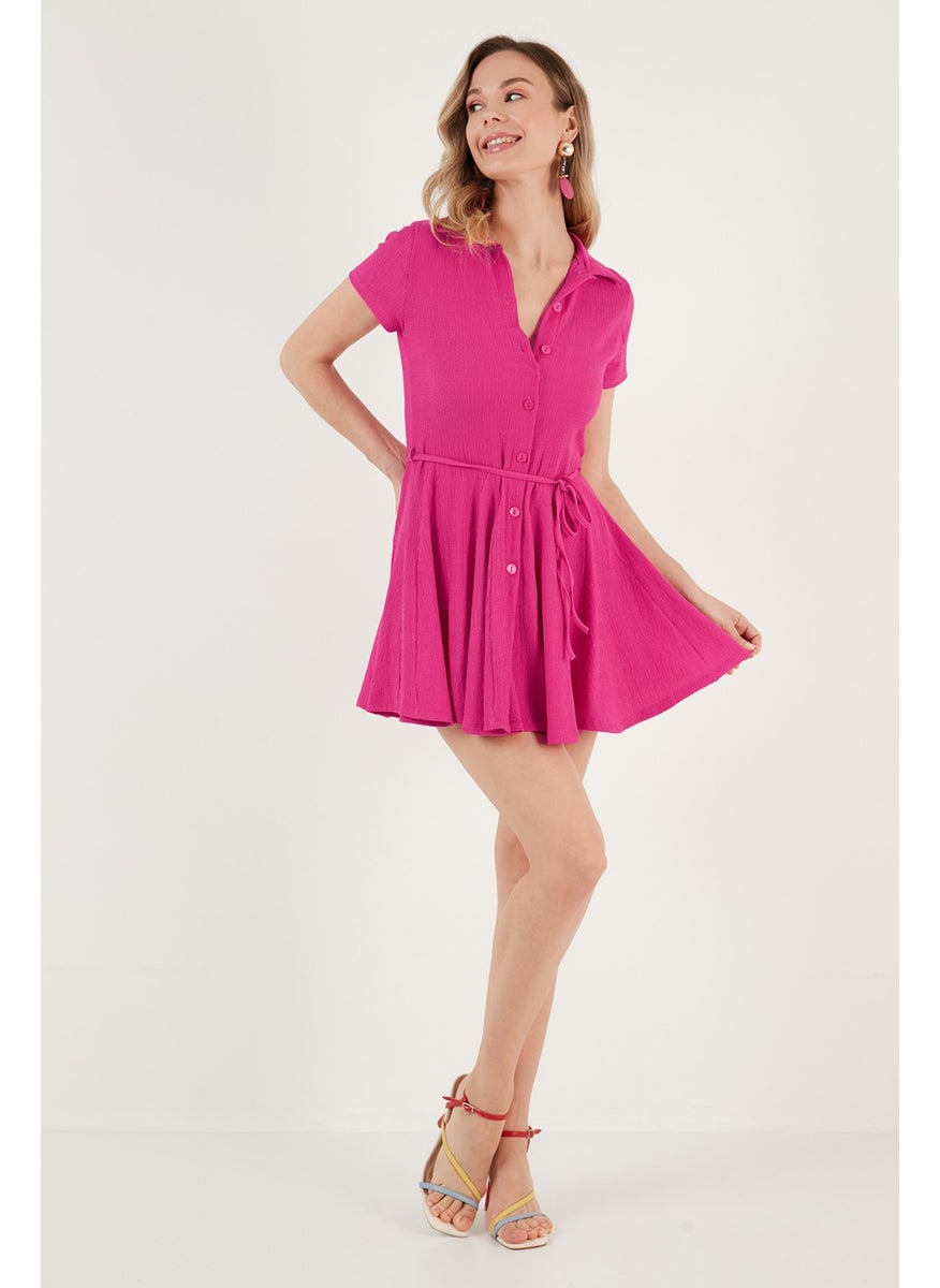 Tie Detail Mini Shirt Dress Women's Dress 5869006