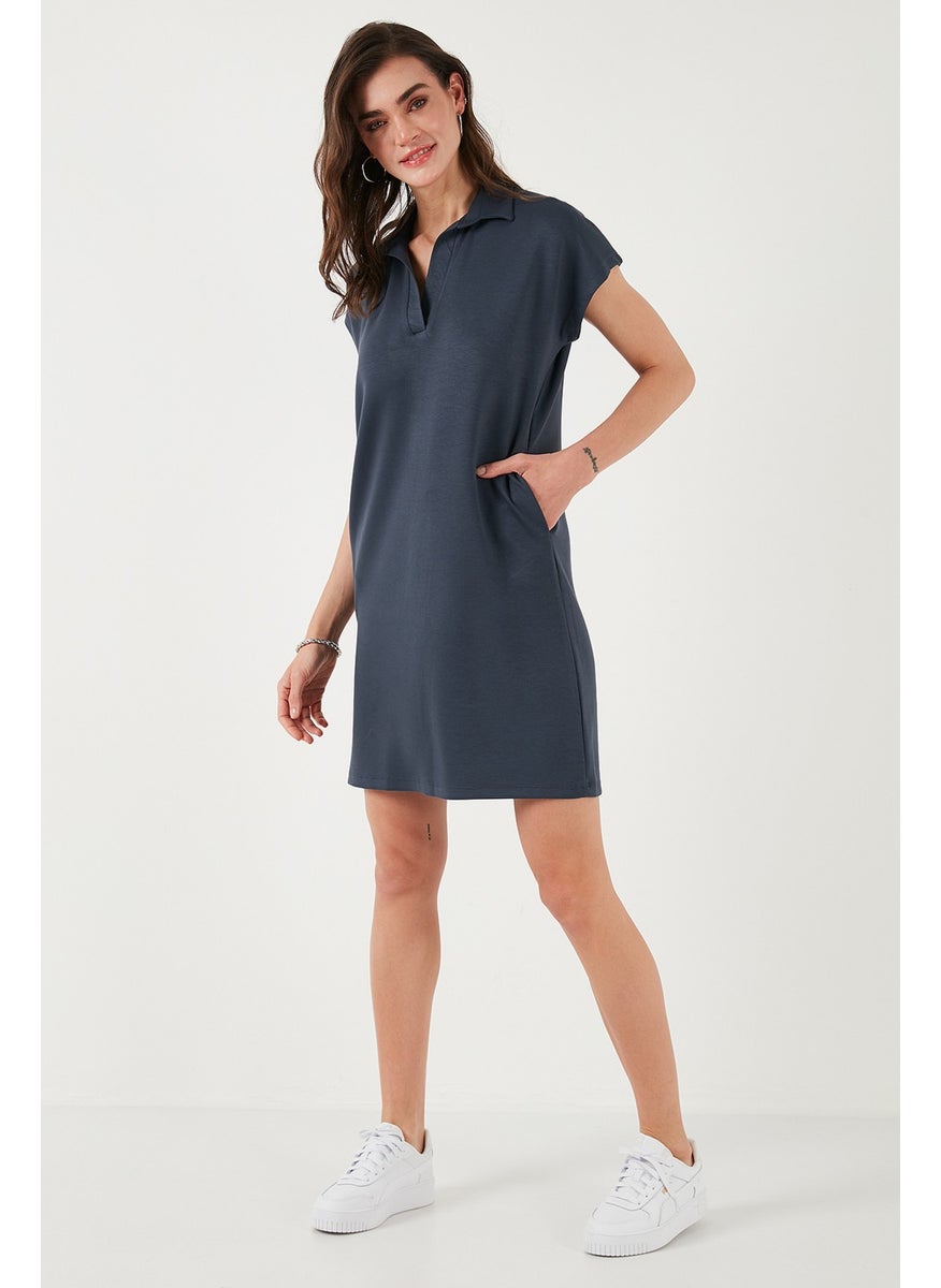 Regular Fit Polo Neck Mini Dress Women's Dress 5866153