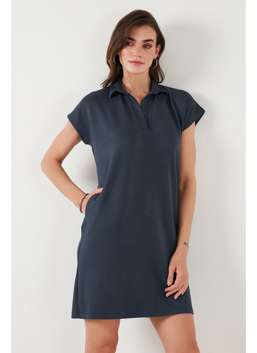 Regular Fit Polo Neck Mini Dress Women's Dress 5866153