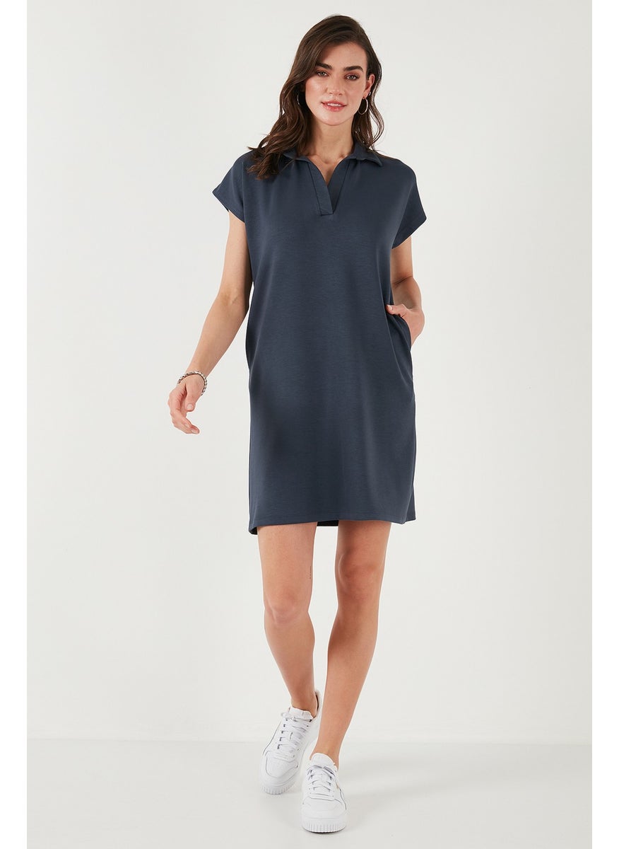 Regular Fit Polo Neck Mini Dress Women's Dress 5866153