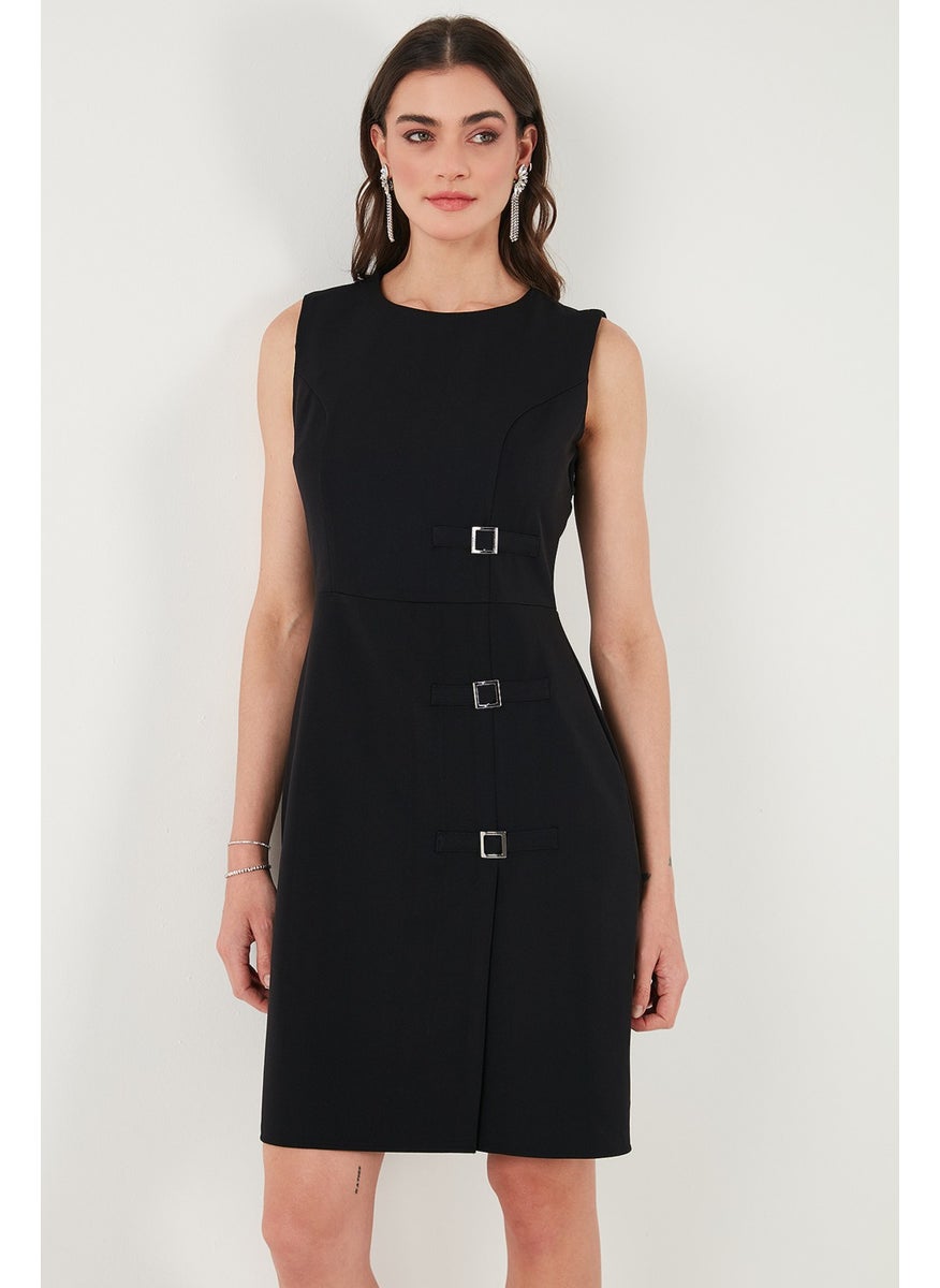 Standard Fit Belted Crew Neck Mini Dress Women's Dress 611EL1964