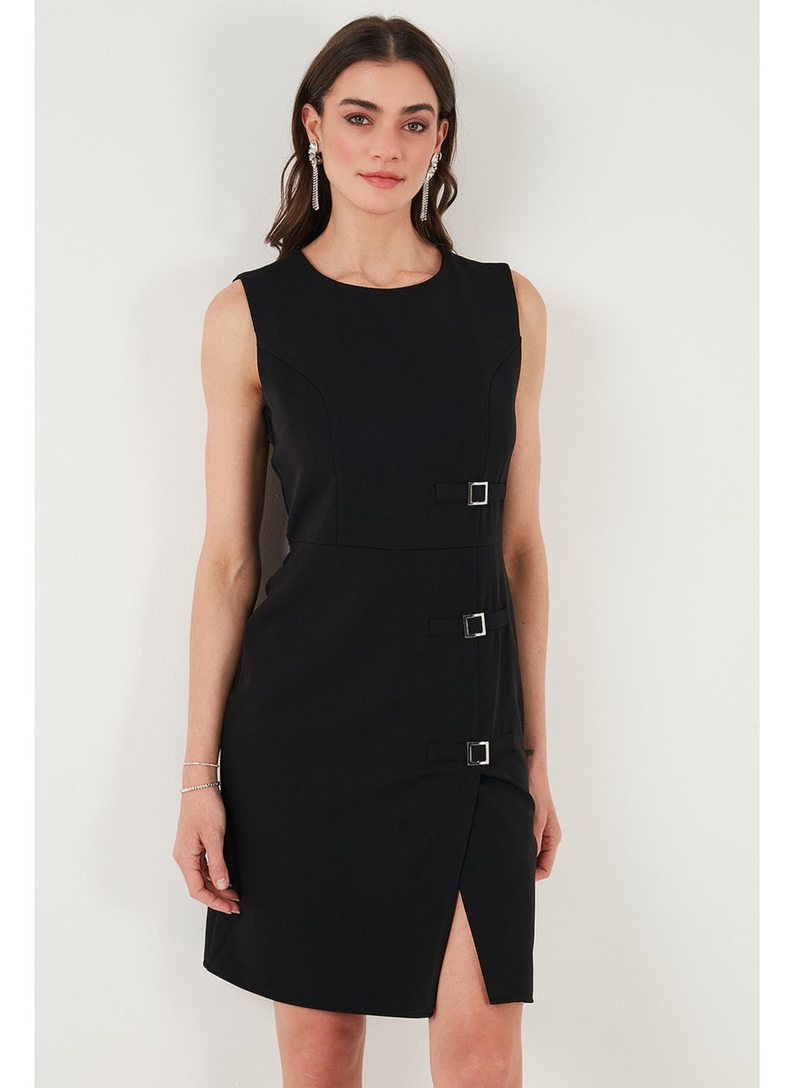 Standard Fit Belted Crew Neck Mini Dress Women's Dress 611EL1964