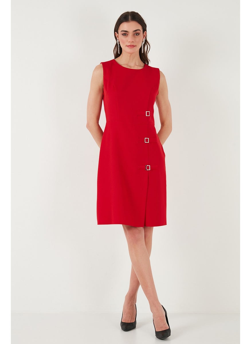 Standard Fit Belted Crew Neck Mini Dress Women's Dress 611EL1964