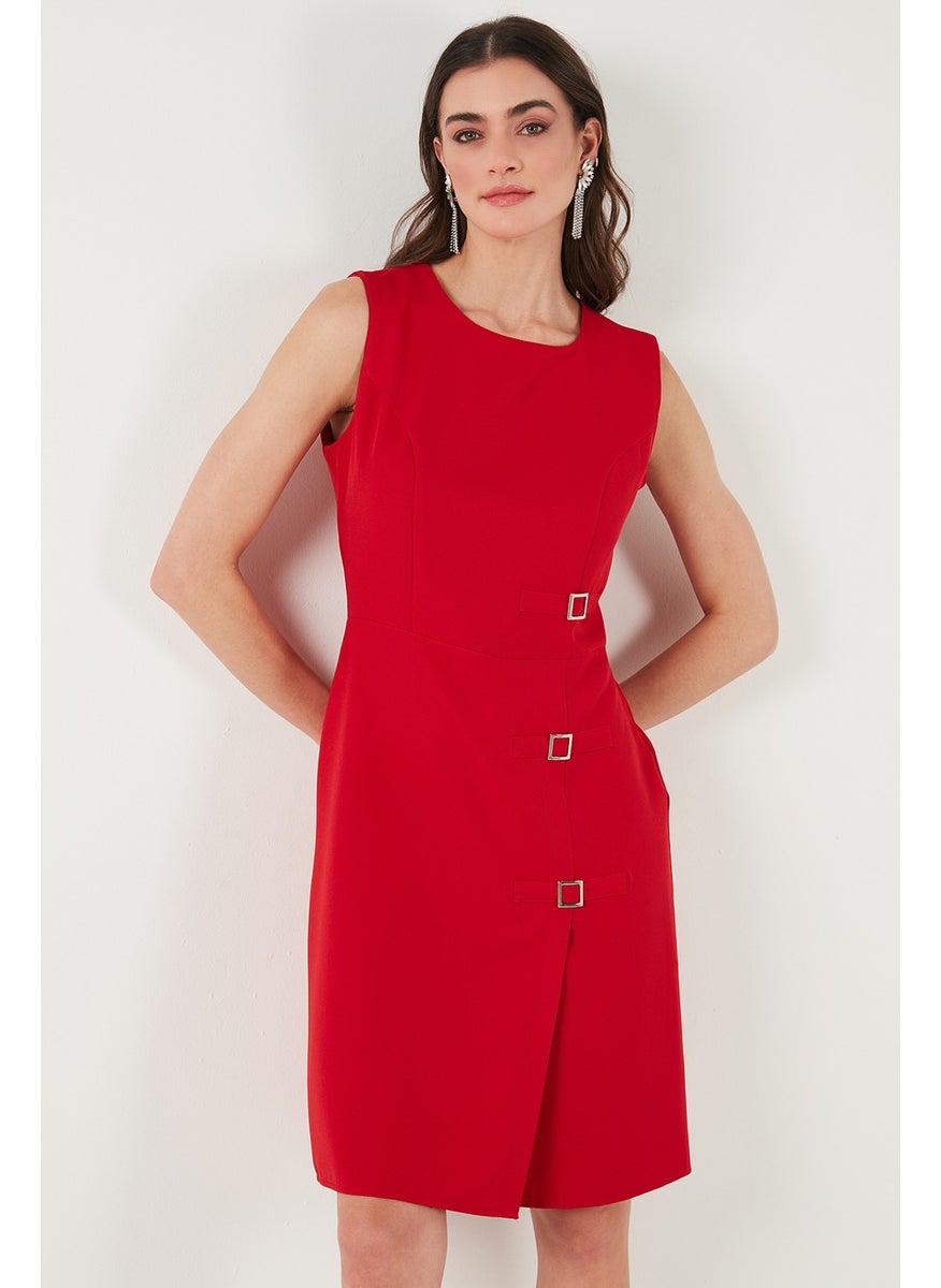 Standard Fit Belted Crew Neck Mini Dress Women's Dress 611EL1964