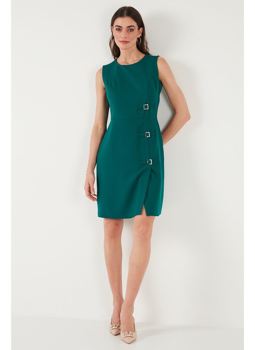 Standard Fit Belted Crew Neck Mini Dress Women's Dress 611EL1964