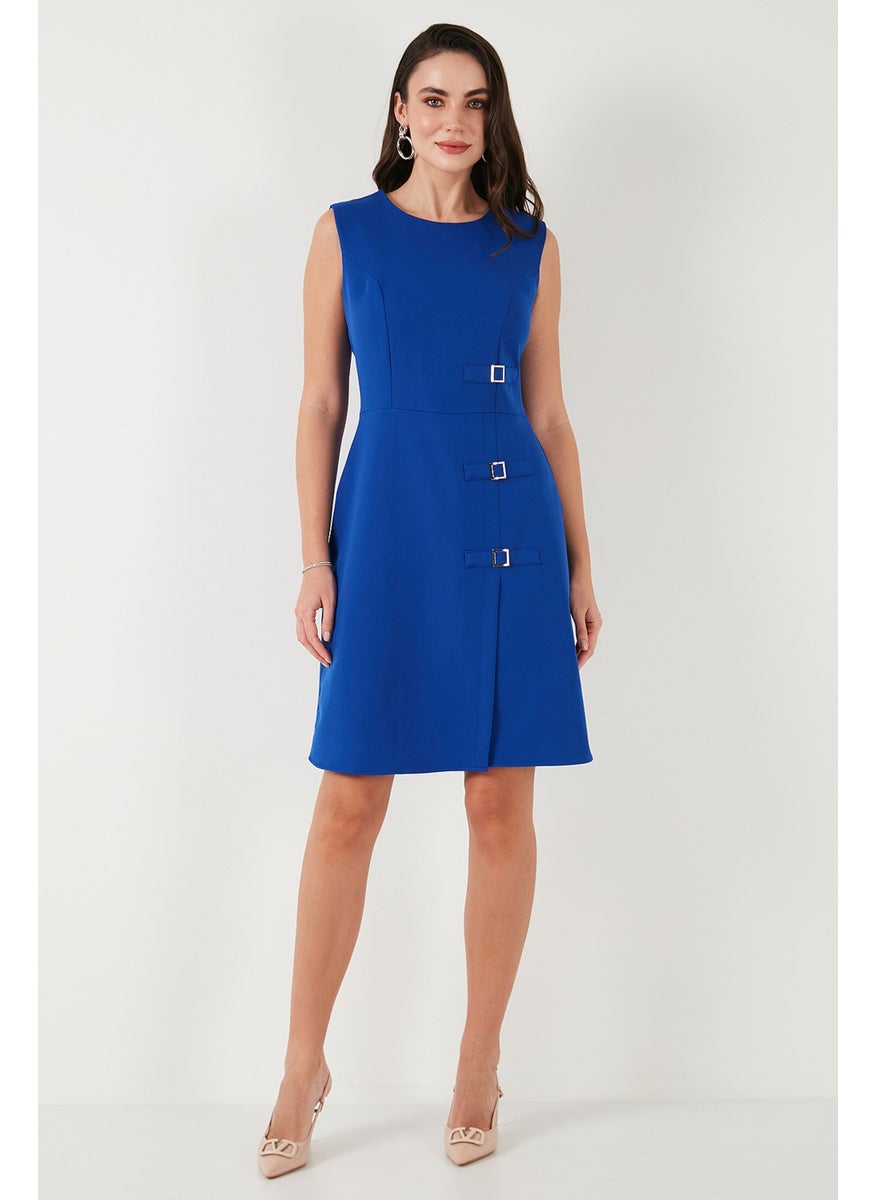Standard Fit Belted Crew Neck Mini Dress Women's Dress 611EL1964