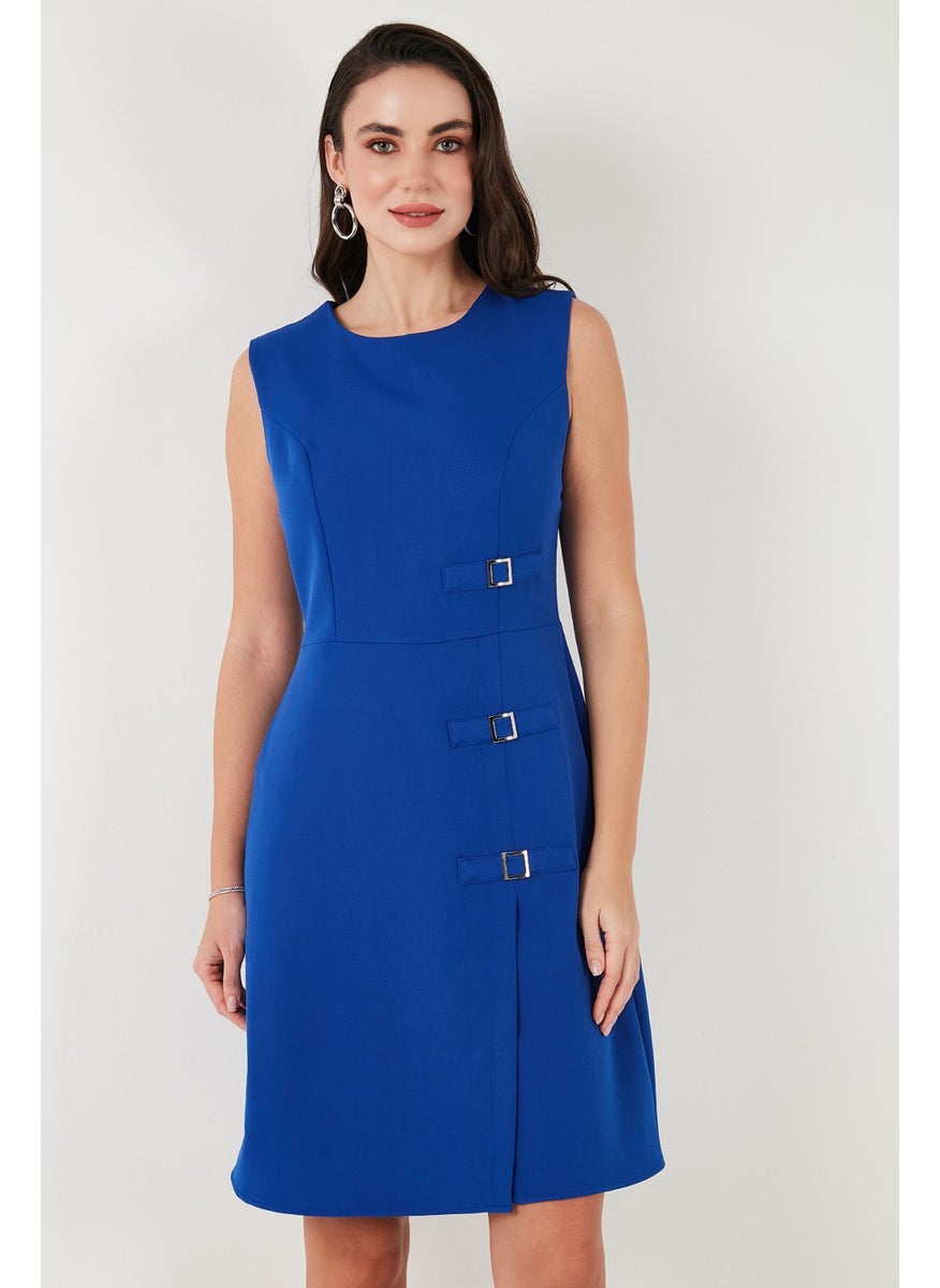 Standard Fit Belted Crew Neck Mini Dress Women's Dress 611EL1964