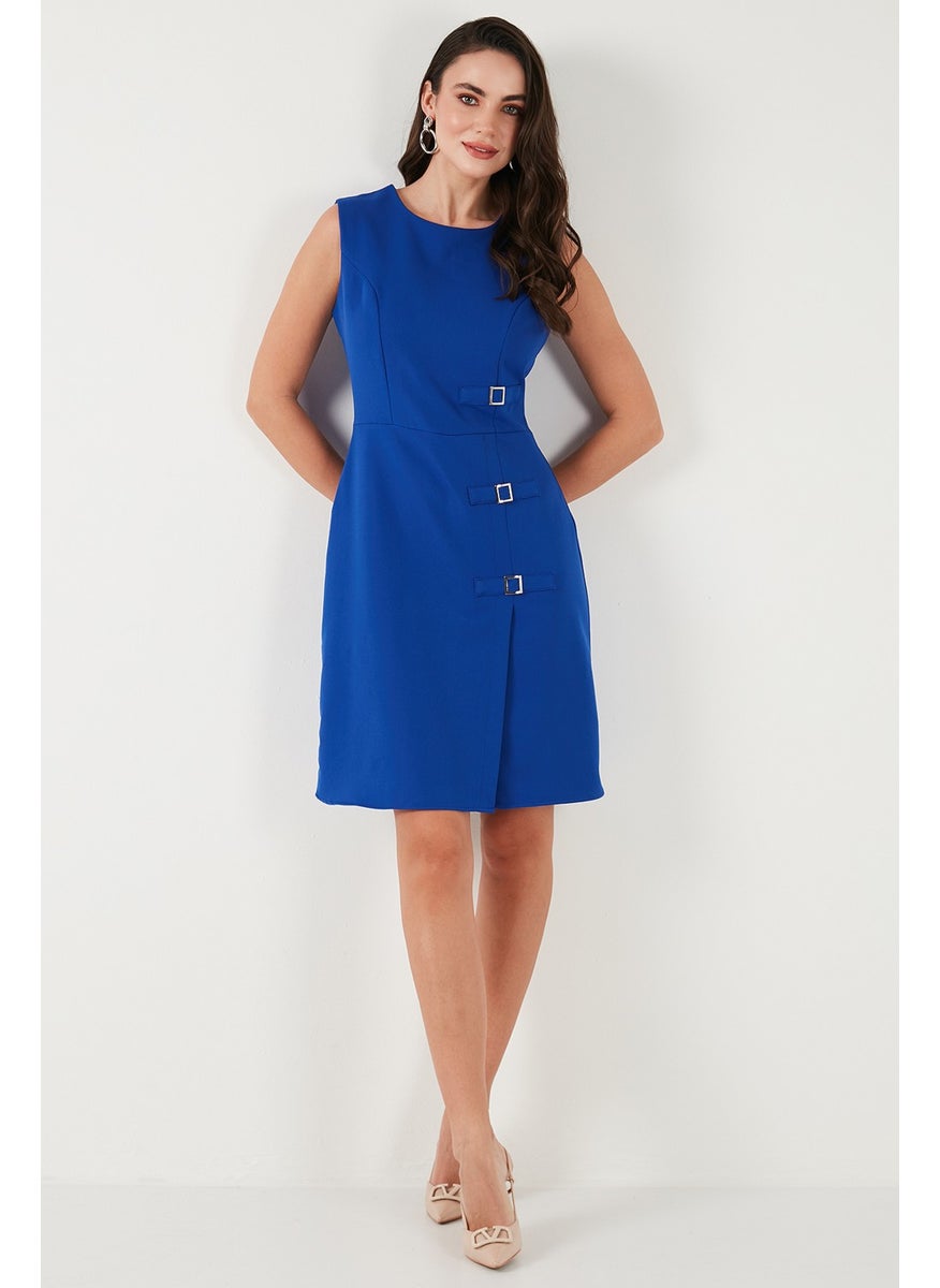 Standard Fit Belted Crew Neck Mini Dress Women's Dress 611EL1964