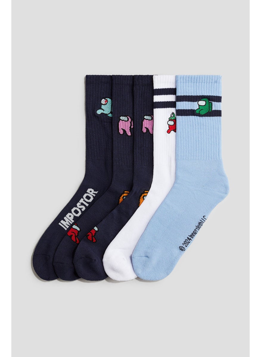 5-Pack Intarsia Motif Socks