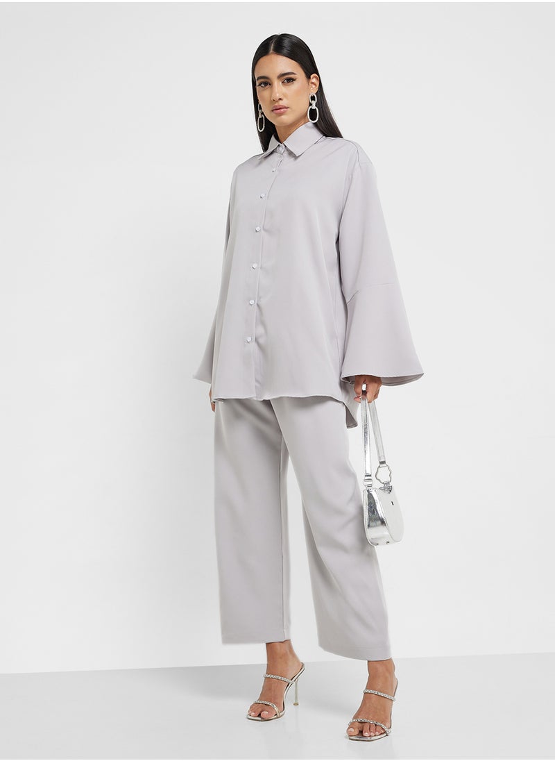 Button Down Shirt & High Waist Pants