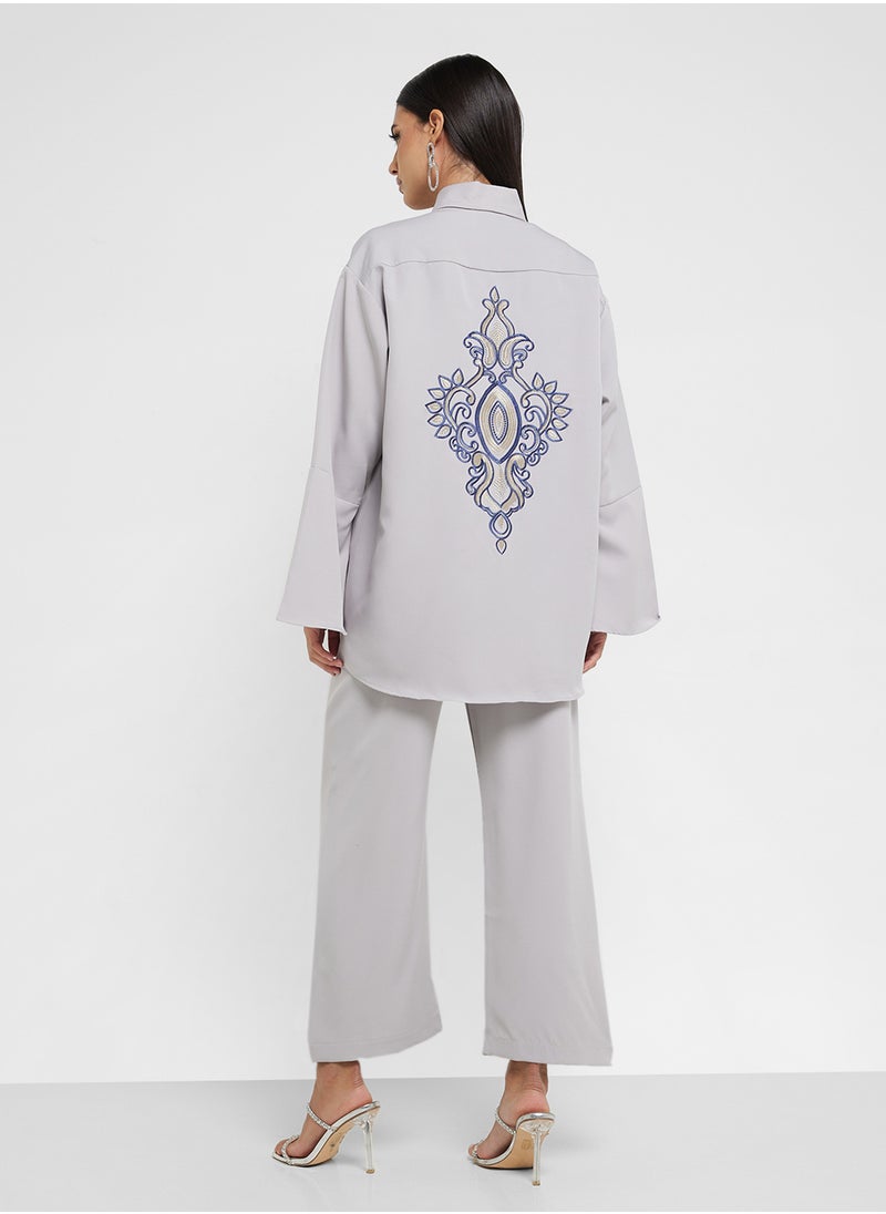 Button Down Shirt & High Waist Pants