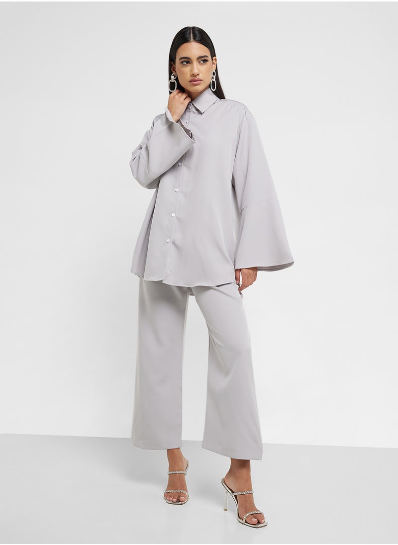 Button Down Shirt & High Waist Pants