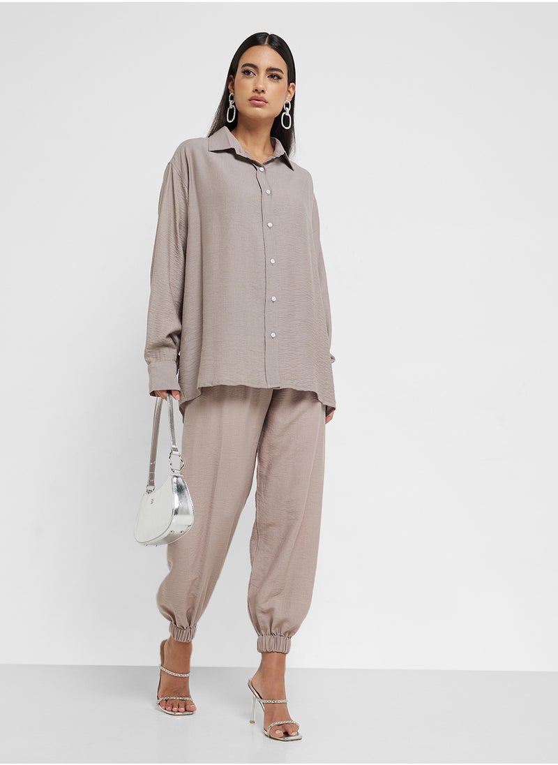 Button Down Shirt & High Waist Pants