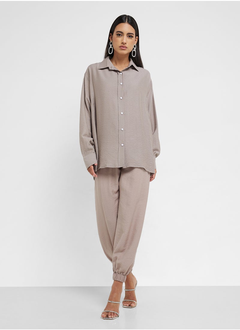 Button Down Shirt & High Waist Pants