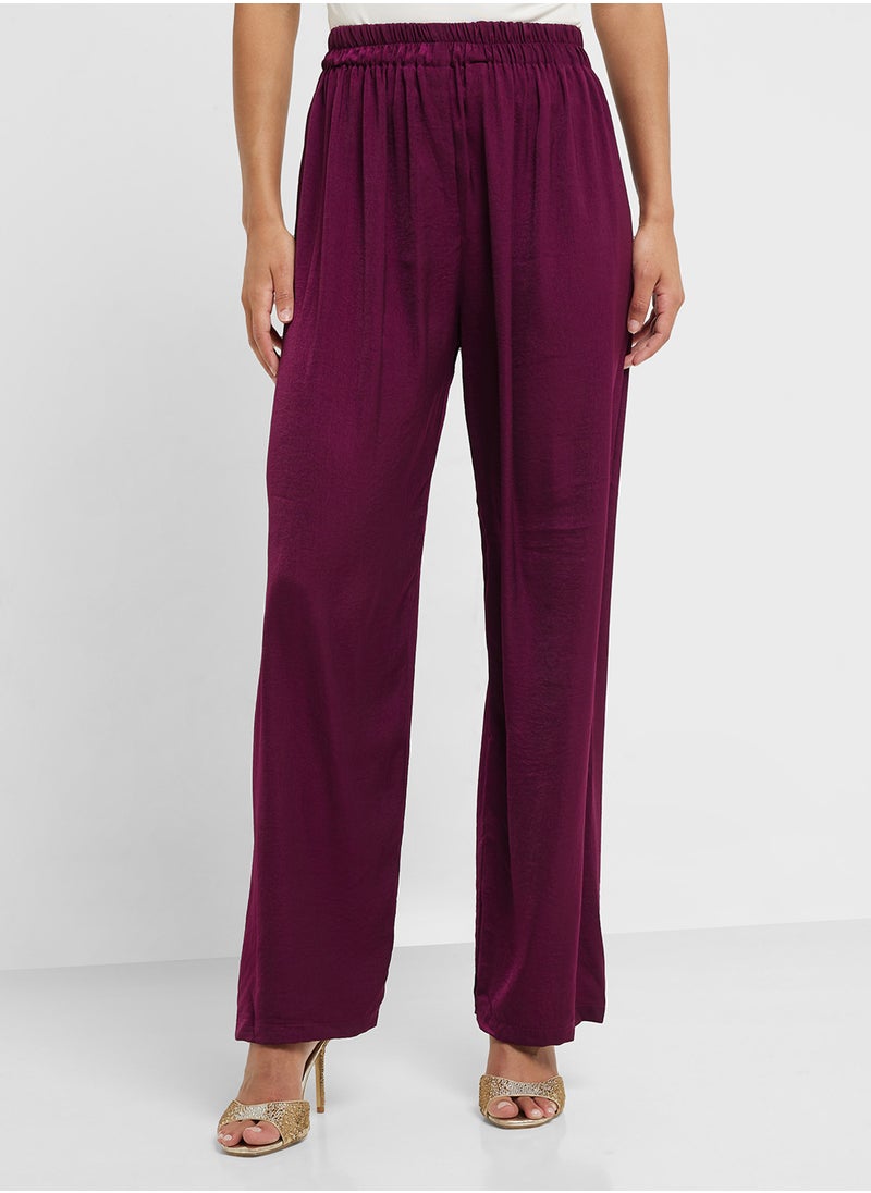 Embroidered Sleeve Top & High Waist Pants