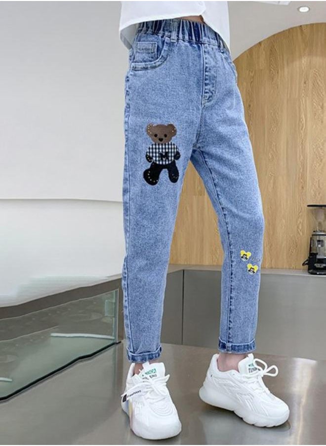 Blue Slim Mid Rise Solid jeans