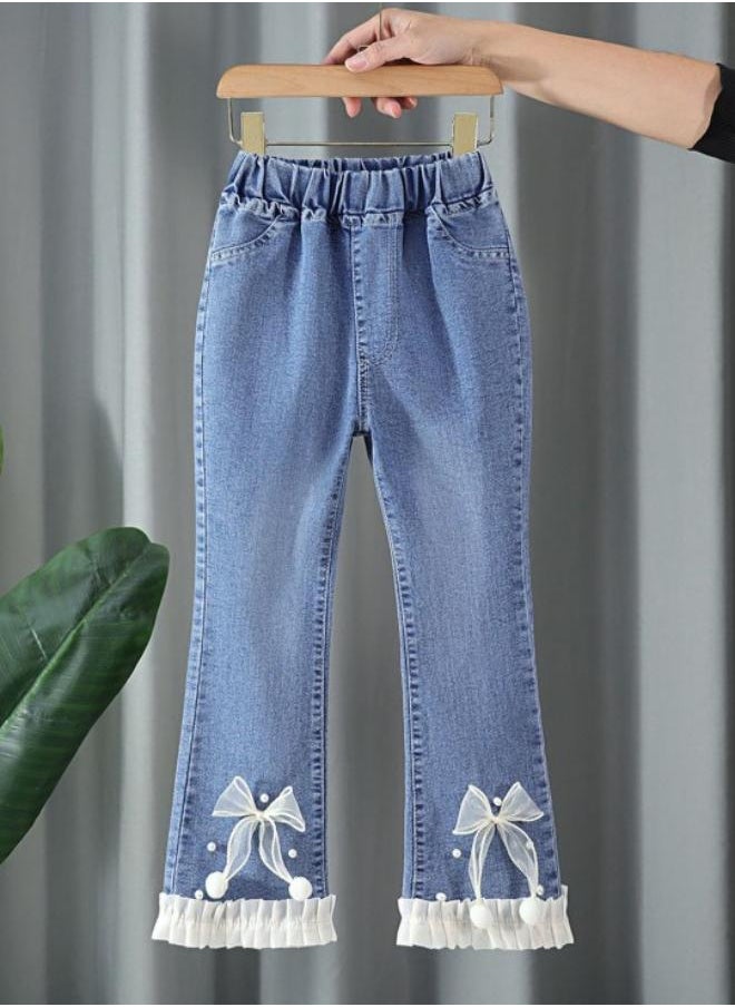 Blue Straight High Rise Solid jeans