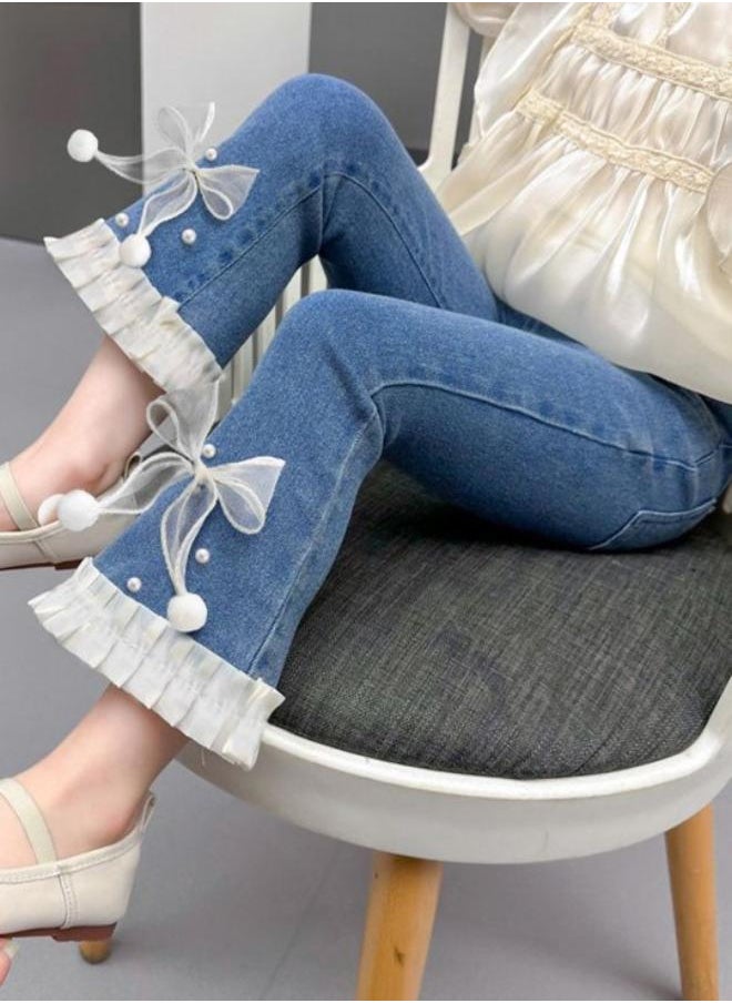 Blue Straight High Rise Solid jeans