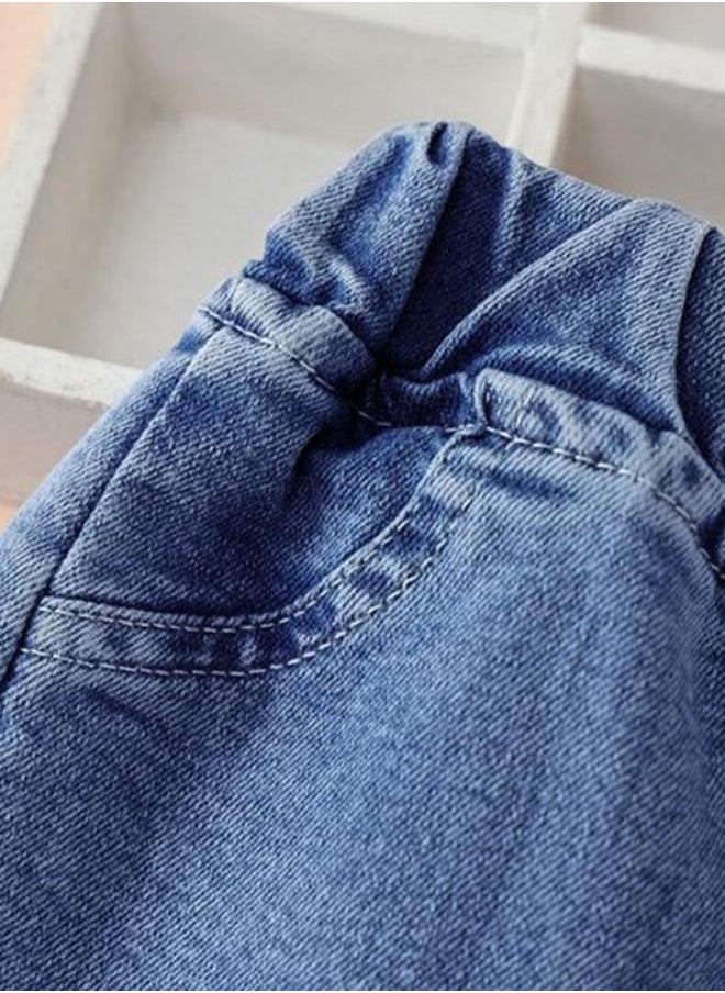 Blue Straight High Rise Solid jeans