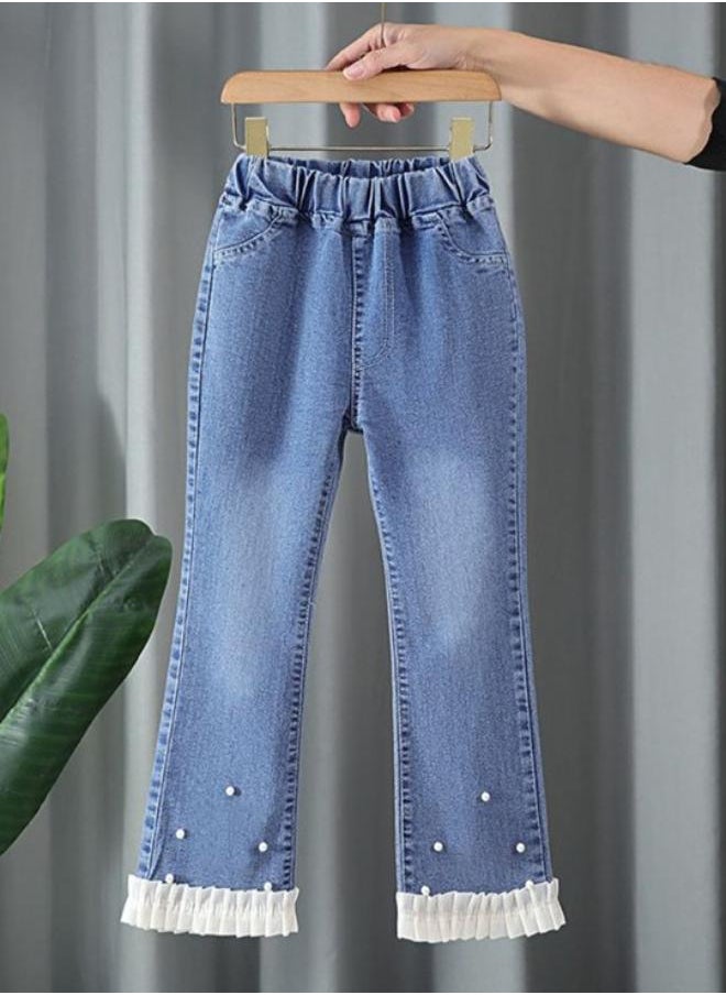 Blue Straight High Rise Solid jeans
