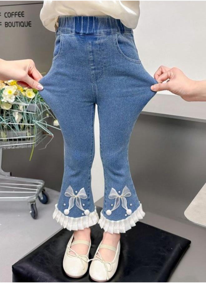 Blue Straight High Rise Solid jeans
