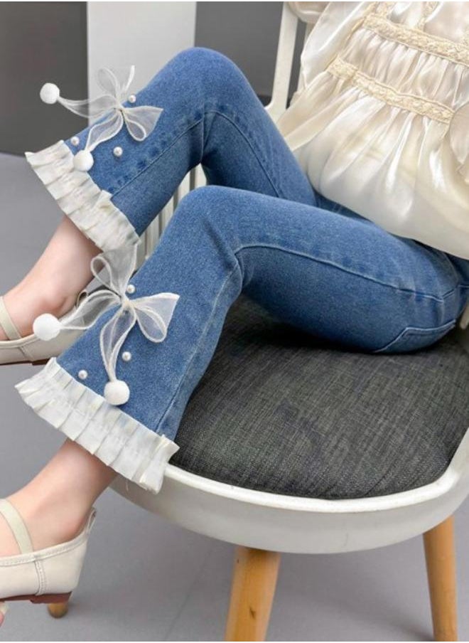 Blue Straight High Rise Solid jeans