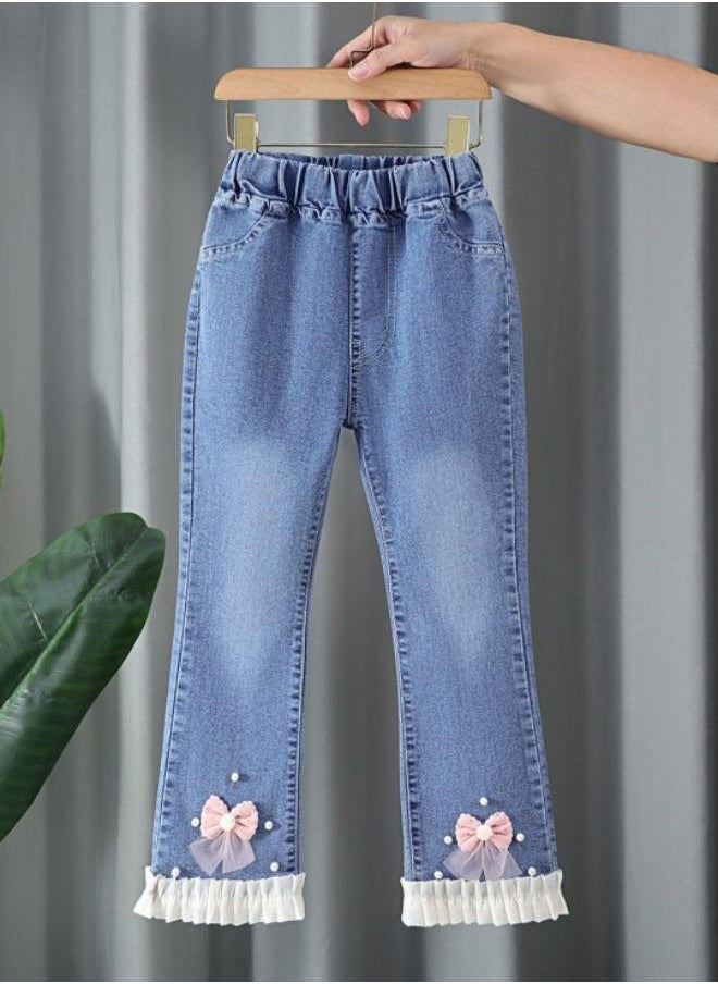 Blue Straight High Rise Solid jeans