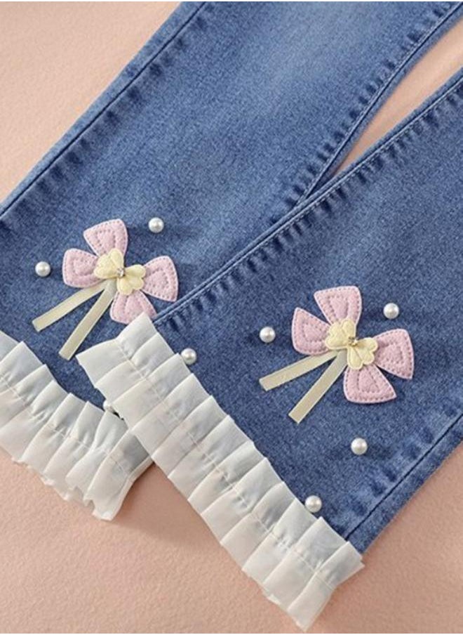 Blue Straight High Rise Solid jeans