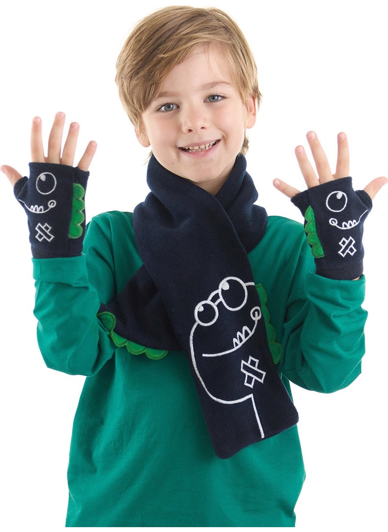 Caterpillar Dino Boy Scarf - Glove Set