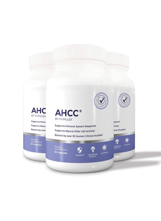 AHCC Supplement - Maximum Strength - Natural Immune Support Extract - Maintains Natural Killer Cell Activity - 20+ Human Research Studies - 60 Veggie Capsules (3 Pack)