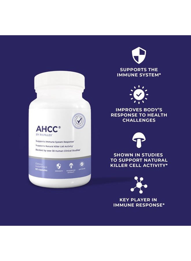 AHCC Supplement - Maximum Strength - Natural Immune Support Extract - Maintains Natural Killer Cell Activity - 20+ Human Research Studies - 60 Veggie Capsules (3 Pack)